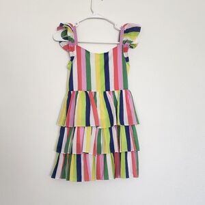 Janie and Jack × Kaavia James Tiered Multi Color Striped Sleveless Dress Size 10